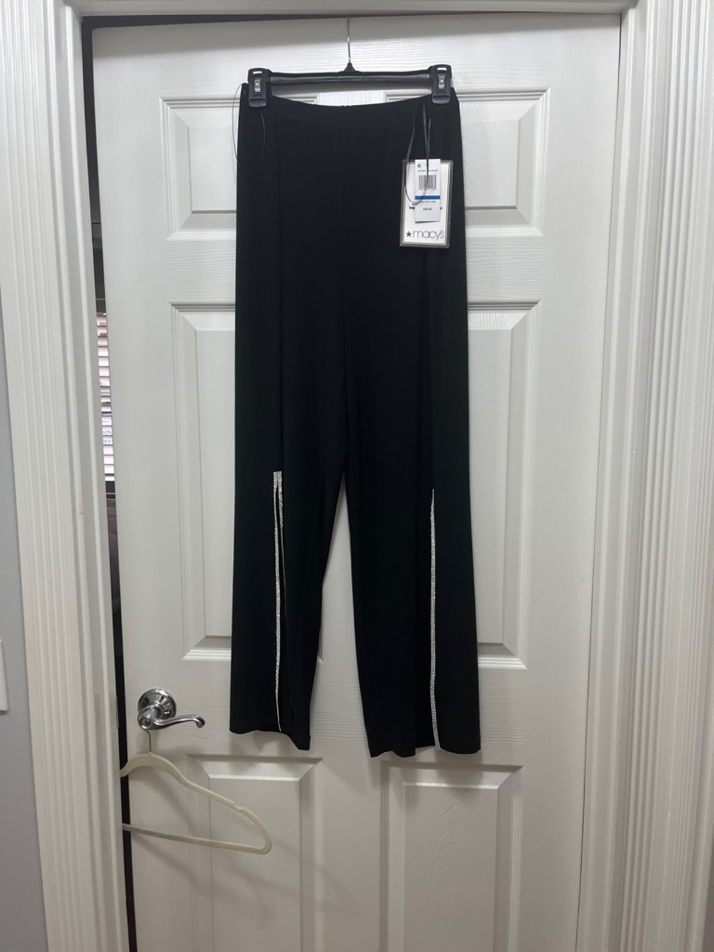 MSK Black Wide-Leg Pull-On Pants with Silver Side Detail